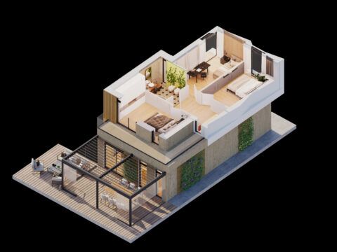 Rzut 3D domu letniskowego